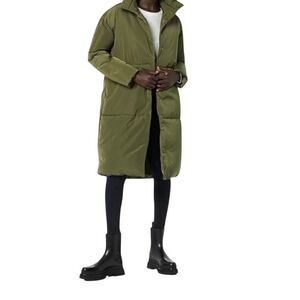 NEW Daily Ritual Women's Padded Belted Green Puffer Jacket XXL